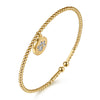 Gabriel & Co. Bujukan Diamond Paw Charm Bangle Bracelet in 14K Yellow Gold