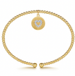 The Bujukan Collection Diamond Heart Charm Open Cuff Bangle in 14K Two-Tone Gold