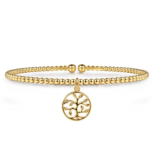 Gabriel & Co. Bujukan Tree of Life Charm Bangle Bracelet in 14K Yellow Gold