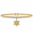 The Bujukan Collection Diamond-Accented Starburst Charm Open Cuff Bangle in 14K Yellow Gold