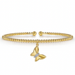 The Bujukan Collection Diamond Butterfly Charm Open Cuff Bangle in 14K Yellow Gold