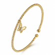 The Bujukan Collection Diamond Butterfly Charm Open Cuff Bangle in 14K Yellow Gold