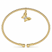 The Bujukan Collection Diamond Butterfly Charm Open Cuff Bangle in 14K Yellow Gold