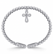 The Bujukan Collection Twisted Rope Cross Charm Open Cuff Bangle in 925 Sterling Silver