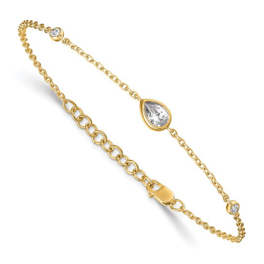 Pear Shape Dainty Bezel Diamond Bracelet