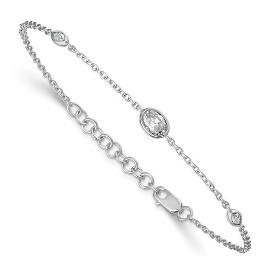 Dainty Bezel 14k White Gold Diamond Bracelet