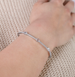 Gorgeous Oval and Pave Diamond Station Bangle in 18K White Gold