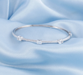 Gorgeous Oval and Pave Diamond Station Bangle in 18K White Gold