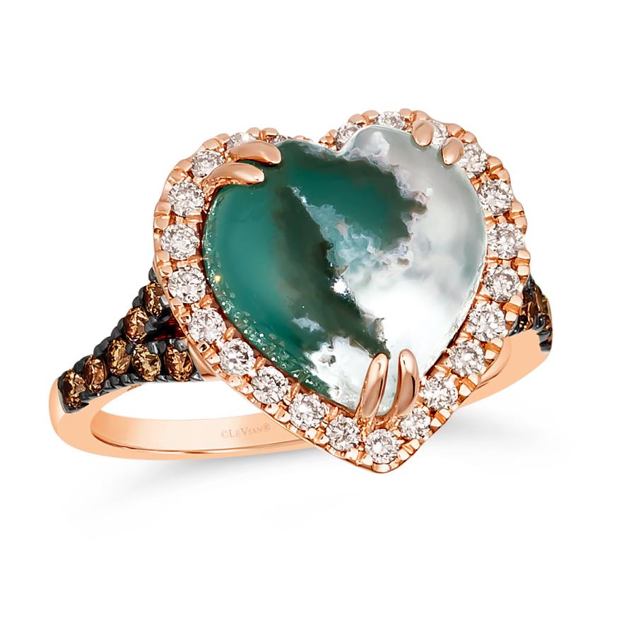LeVian Heart Peacock Aquaprase Chocolate Diamond Ring