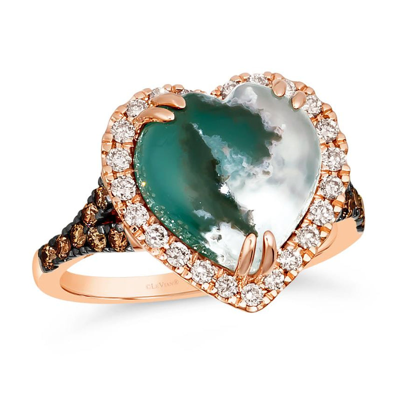 LeVian Heart Peacock Aquaprase Chocolate Diamond Ring