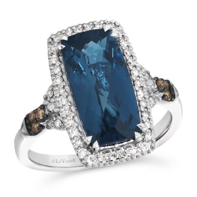 Le Vian 14K Vanilla Gold® Ring | Deep Sea Blue Topaz™ 4 cts. | Chocolate Diamonds®