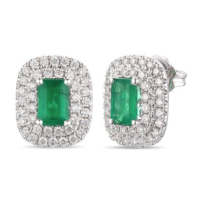 Bold & Beautiful LeVian Emerald and Diamond Earrings in 14K Vanilla Gold | Gemmas Jewelers 1