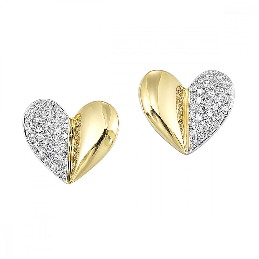 Bold & Beautiful Pave Diamond Dome Heart Earrings 10K | Gemmas Jewelers