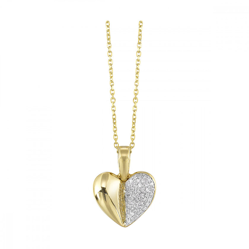 Bold & Beautiful Pave Diamond Dome Heart Necklace in 10K Gold | Gemmas Jewelers