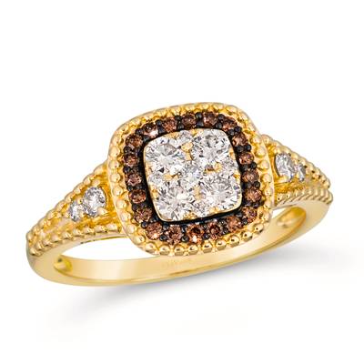 Bold & Brilliant LeVian Ring with Chocolate & Nude Diamonds in 14K Honey Gold | Gemmas Jewelers