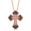 Bold Yet Elegant LeVian Chocolate Ombre Diamond Cross Pendant in 14K Strawberry Gold | Gemmas Jewelers