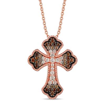 Bold Yet Elegant LeVian Chocolate Ombre Diamond Cross Pendant in 14K Strawberry Gold | Gemmas Jewelers