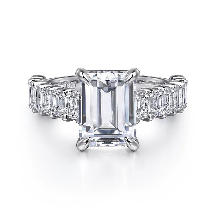 Awesome Natural Diamond 4.71ctw Emerald Cut Diamond Engagement Ring in 18K Gold | Gemma's Jewelers