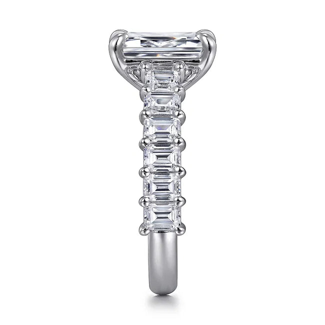 Awesome Natural Diamond 4.71ctw Emerald Cut Diamond Engagement Ring in 18K Gold | Gemma's Jewelers