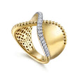 Bujukan Bold - 14K Yellow Gold Bujukan and Diamond Wide Band X Ring