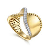Bujukan Bold - 14K Yellow Gold Bujukan and Diamond Wide Band X Ring