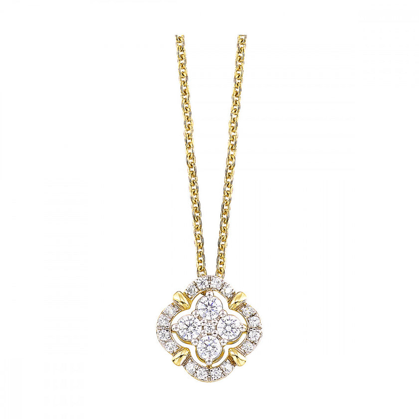 Captivating Diamond Halo Necklace in 14K Yellow Gold | Gemmas Jewelers