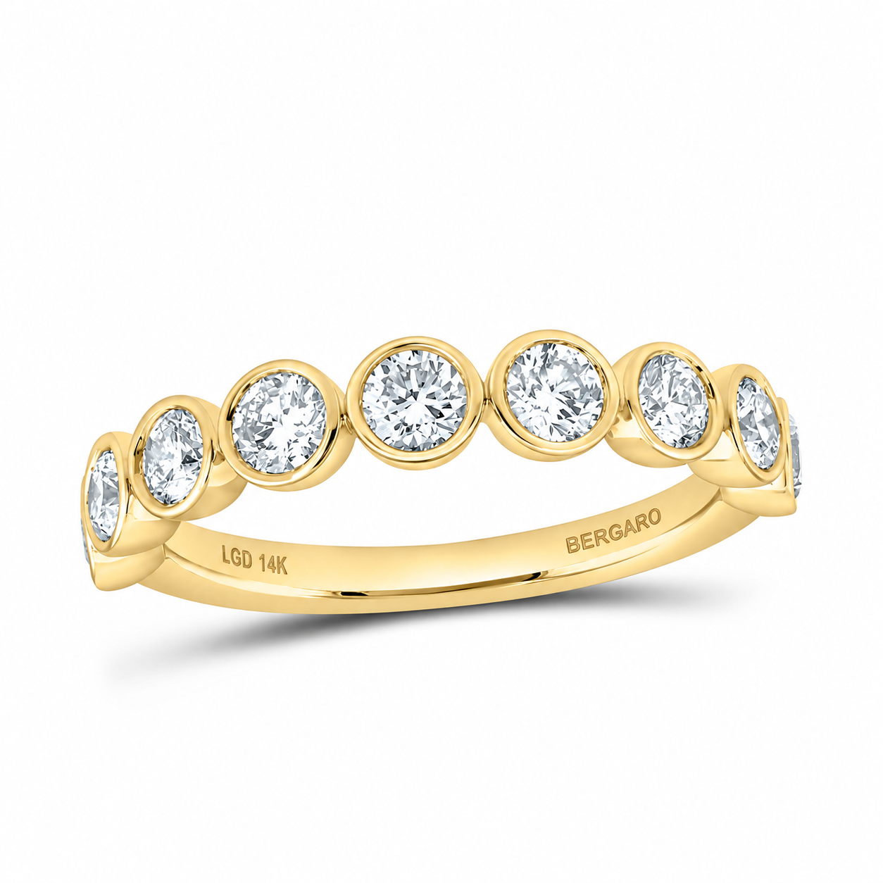 14K Yellow Gold Bezel-Set Lab-Grown Diamond Band, 1.00 CTW