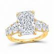 14K Yellow Gold Radiant-Cut Lab-Grown Diamond Ring, 6⅞ CTW
