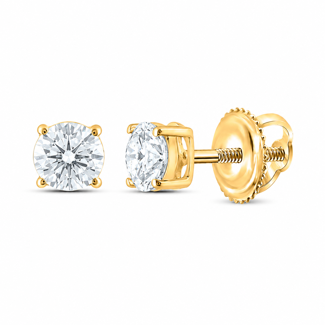 1.00 CTW Round Lab-Grown Diamond Stud Earrings in 14K Yellow Gold