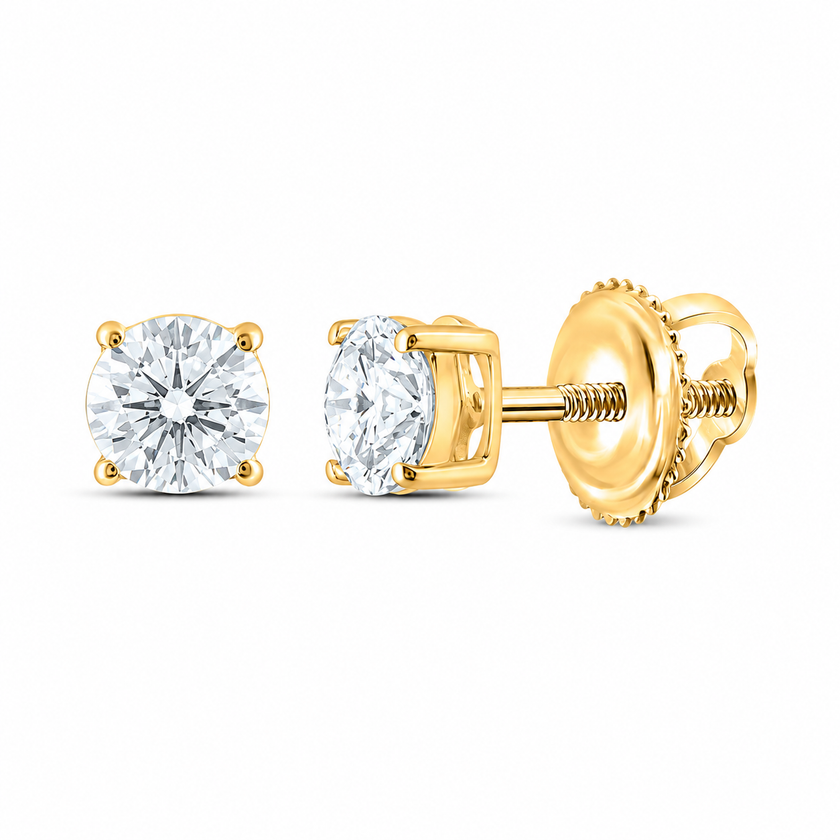1.00 CTW Round Lab-Grown Diamond Stud Earrings in 14K Yellow Gold