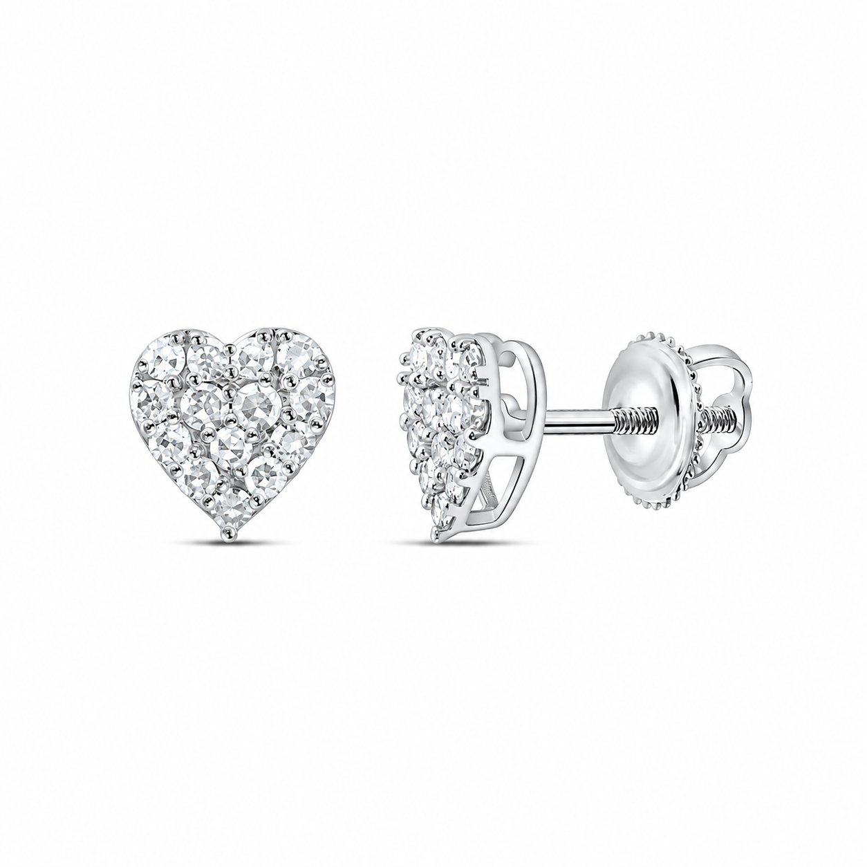1/4 CTW Heart Cluster Lab-Grown Diamond Stud Earrings in 10K White Gold