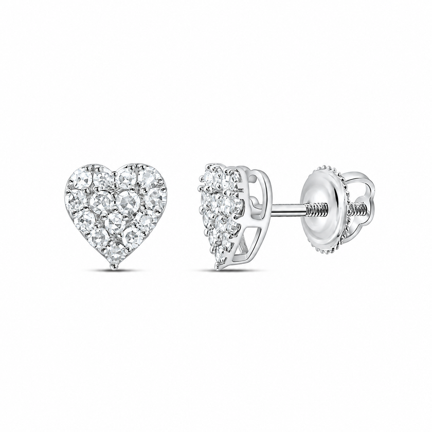 1/4 CTW Heart Cluster Lab-Grown Diamond Stud Earrings in 10K White Gold