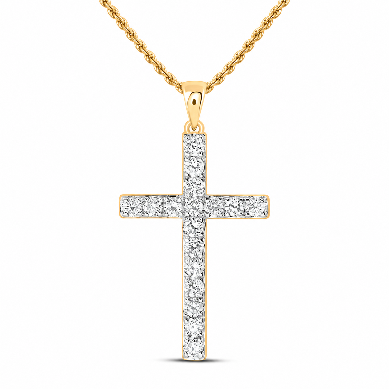 10K Yellow Gold Cross Pendant with 1 CTW Certified Lab-Grown Diamonds