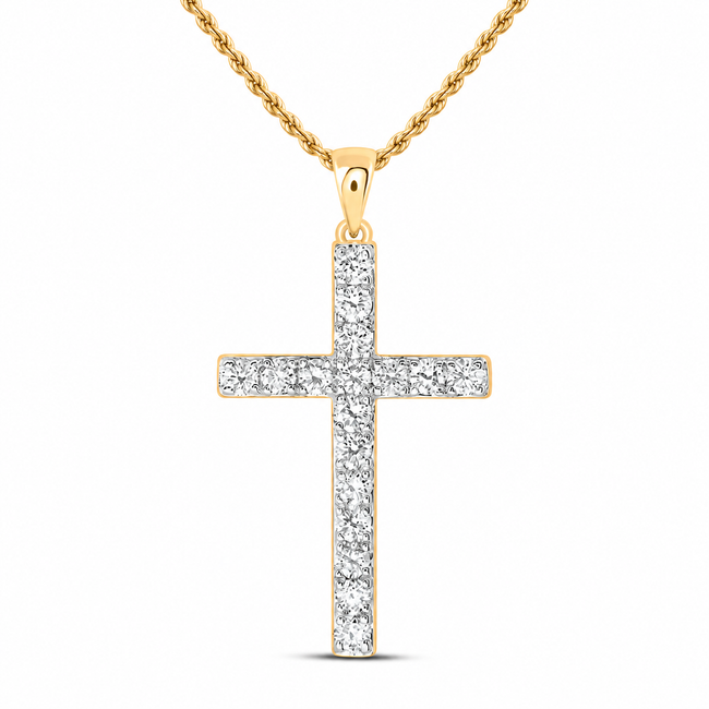 10K Yellow Gold Cross Pendant with 1 CTW Certified Lab-Grown Diamonds