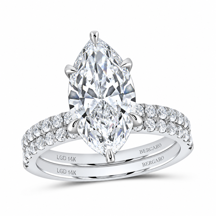 14K White Gold Marquise Lab-Grown Diamond Bridal Set, 3¾ CTW