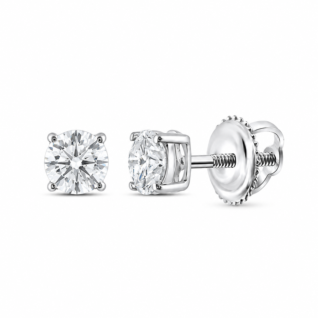 1.00 CTW Round Lab-Grown Diamond Stud Earrings in 14K White Gold
