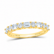 14K Yellow Gold Emerald & Round Lab-Grown Diamond Band, 1 CTW