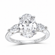14K White Gold Oval & Pear Lab-Grown Diamond Three-Stone Ring, 3¾ CTW