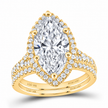 14K Yellow Gold Marquise Halo Lab-Grown Diamond Bridal Set, 4¾ CTW