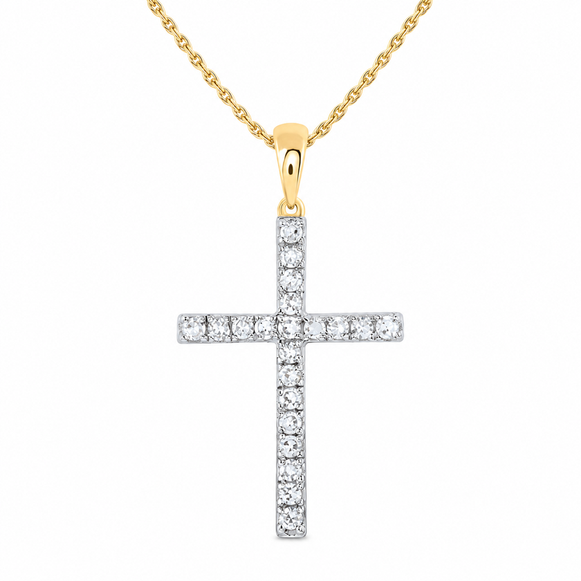 1/2 CTW Certified Lab-Grown Diamond Classic Cross Pendant in 10K Yellow Gold