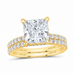 14K Yellow Gold Princess-Cut Lab-Grown Diamond Bridal Set, 3¾ CTW