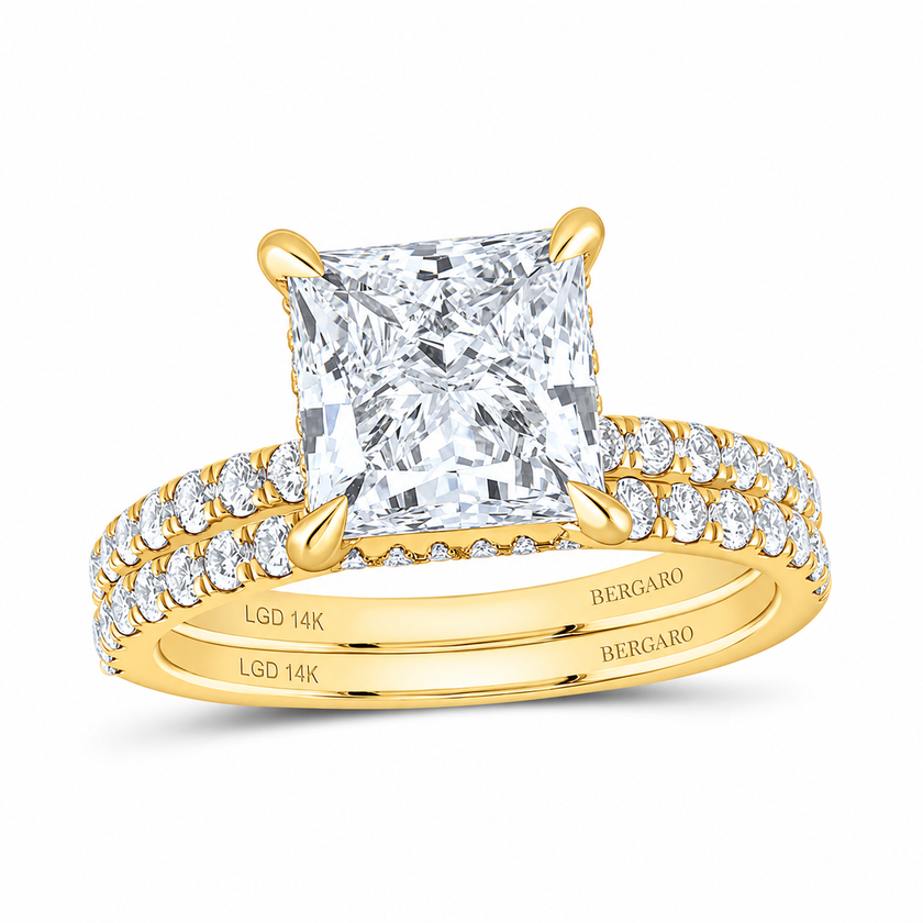 14K Yellow Gold Princess-Cut Lab-Grown Diamond Bridal Set, 3¾ CTW