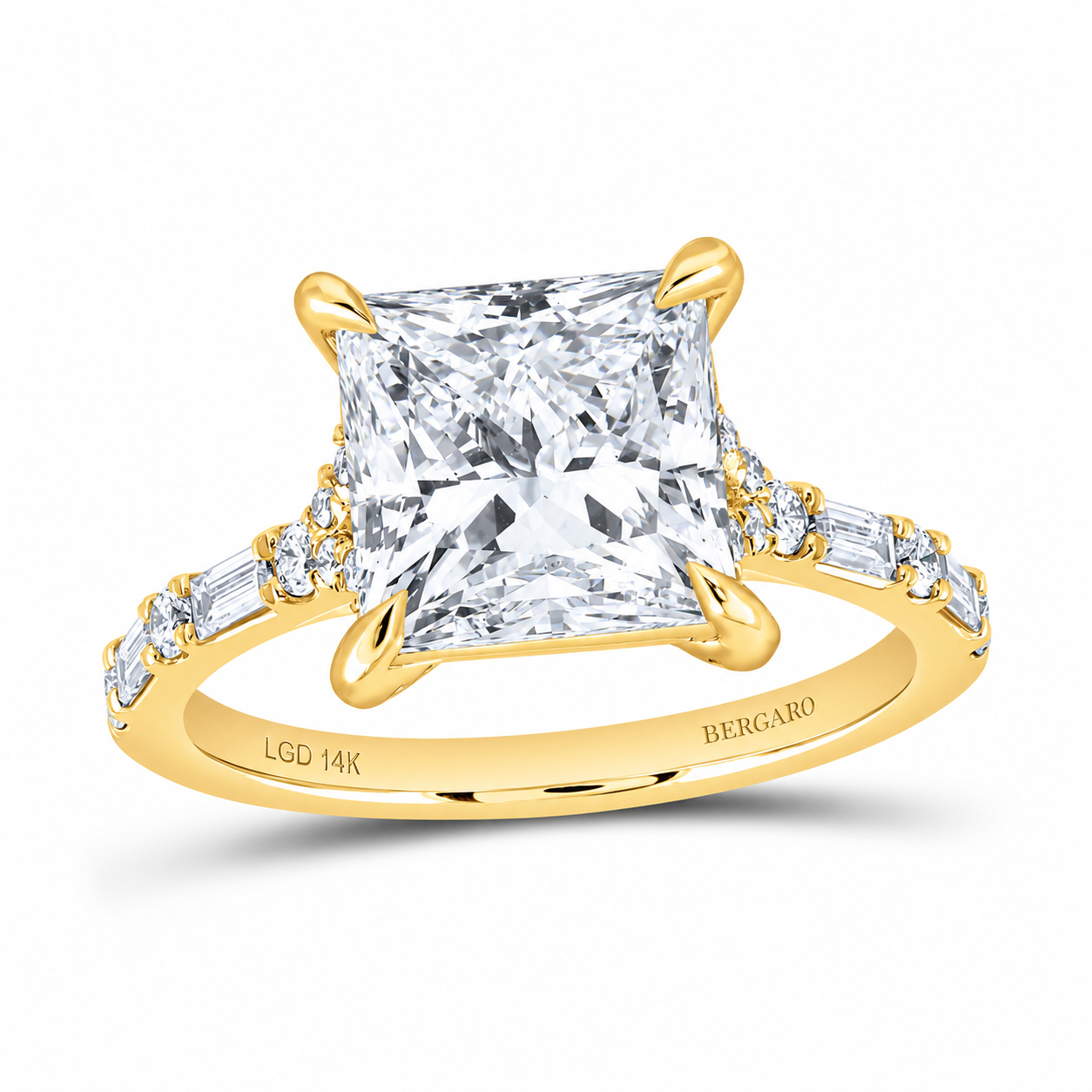 14K Yellow Gold Princess-Cut Lab-Grown Diamond Engagement Ring, 4½ CTW