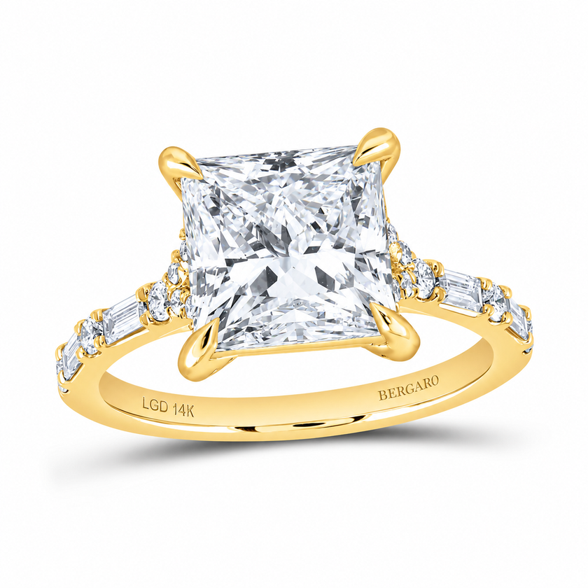 14K Yellow Gold Princess-Cut Lab-Grown Diamond Engagement Ring, 4½ CTW