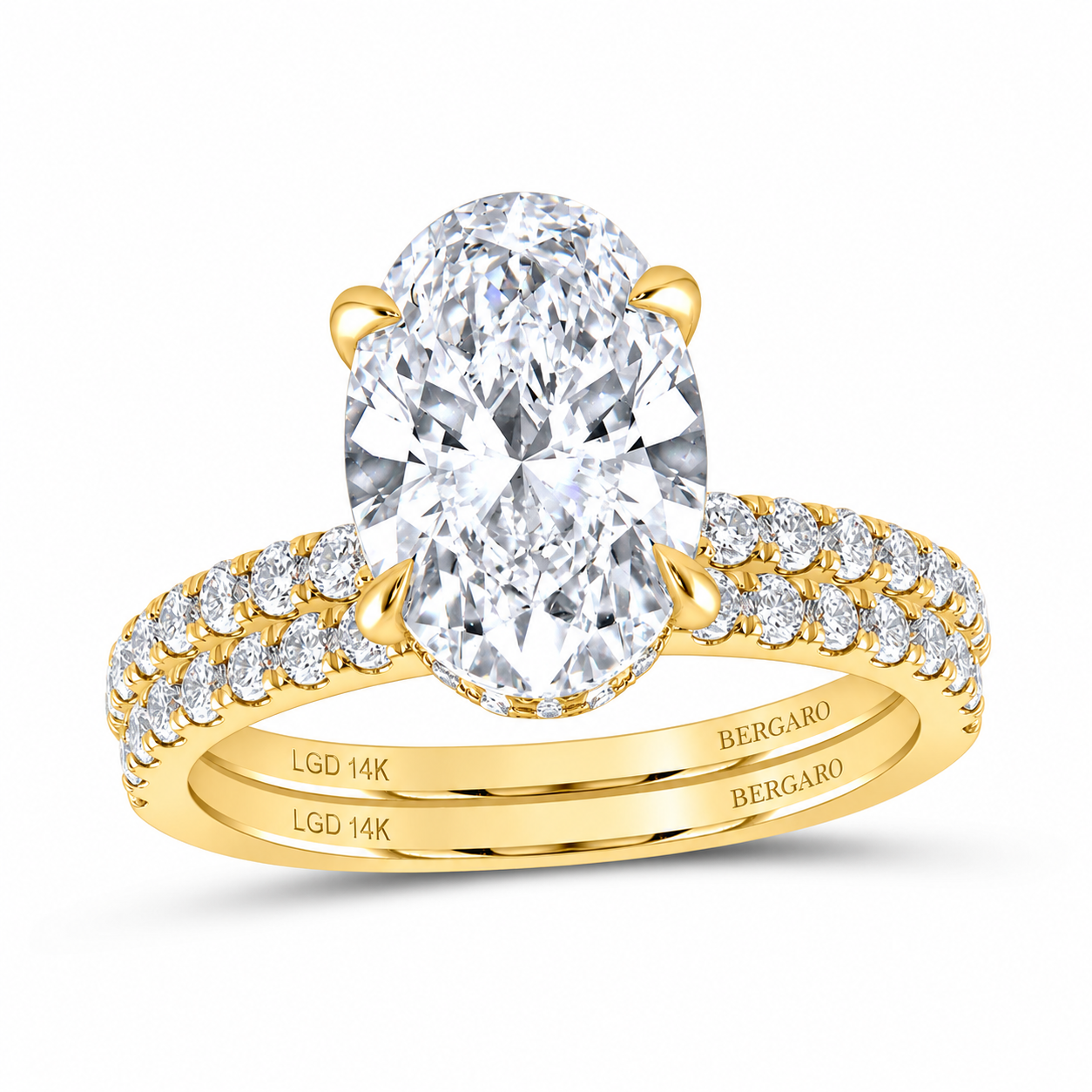 14K Yellow Gold Oval Lab-Grown Diamond Bridal Set, 3¾ CTW