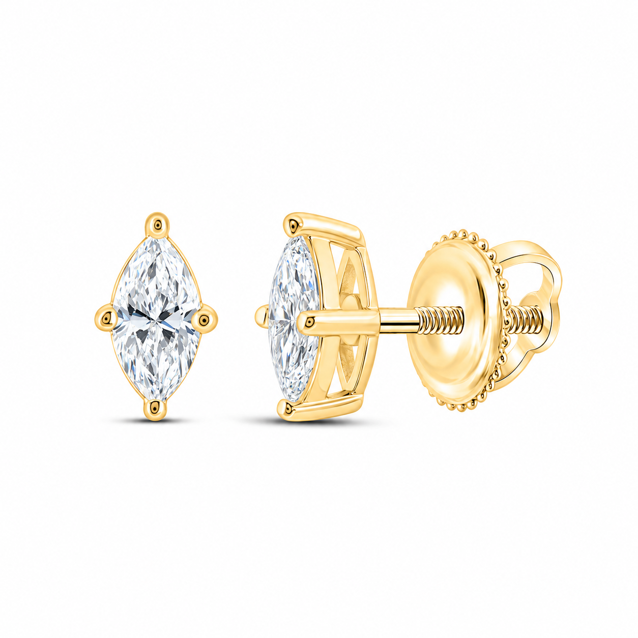 1/2 CTW Marquise Lab-Grown Diamond Stud Earrings in 14K Yellow Gold