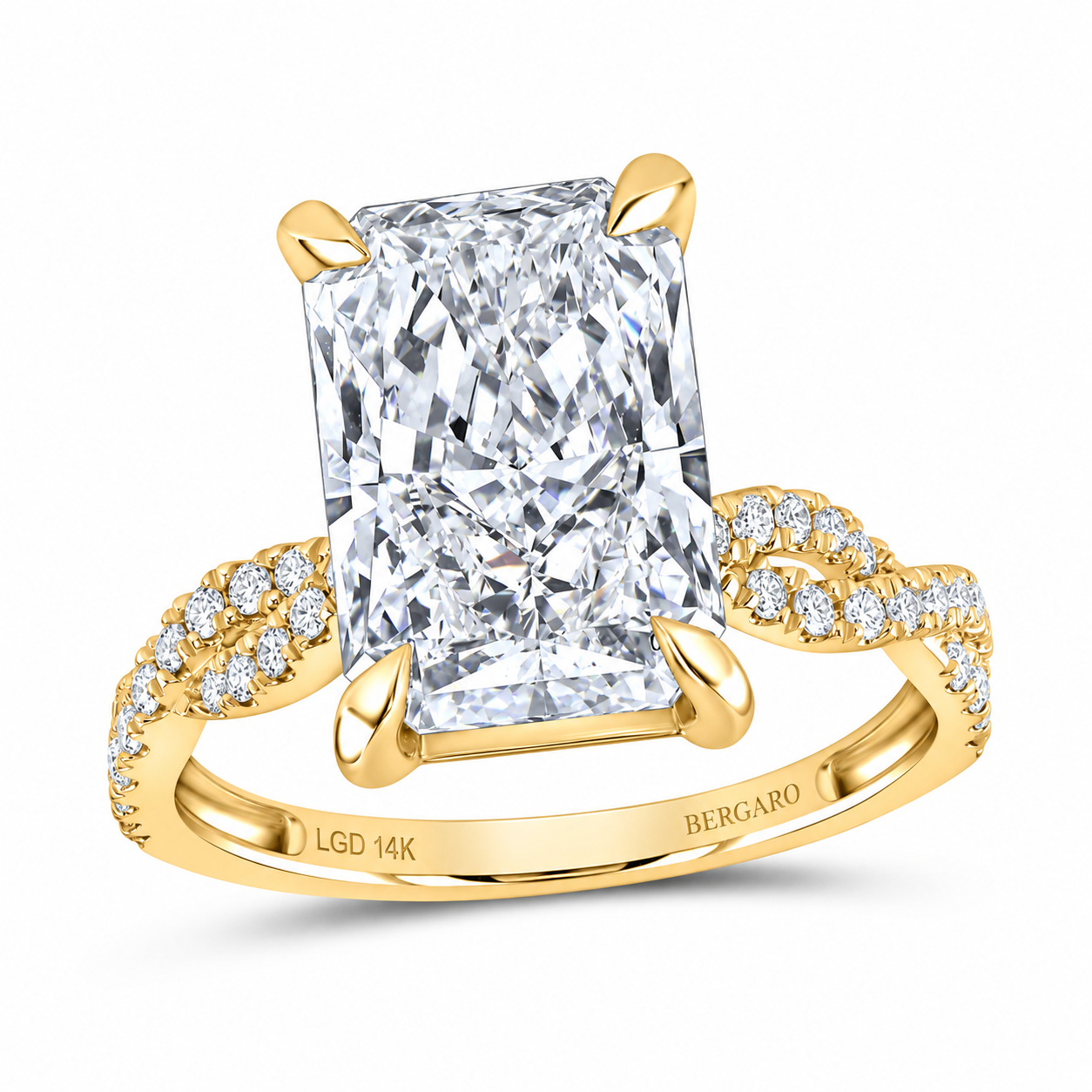 14K Yellow Gold Radiant-Cut Lab-Grown Diamond Twist Ring, 5½ CTW
