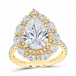 14K Yellow Gold Pear Lab-Grown Diamond Double Halo Ring, 4⅓ CTW