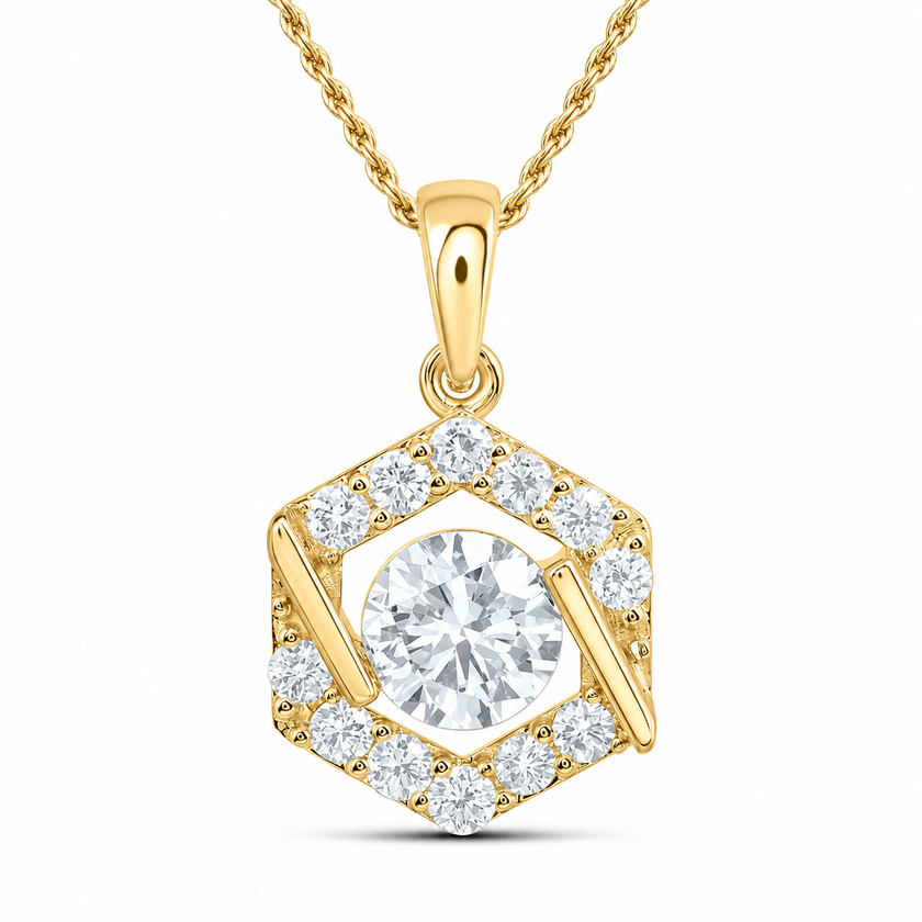 1 1/3 CTW Geometric Lab-Grown Diamond Pendant in 10K Yellow Gold