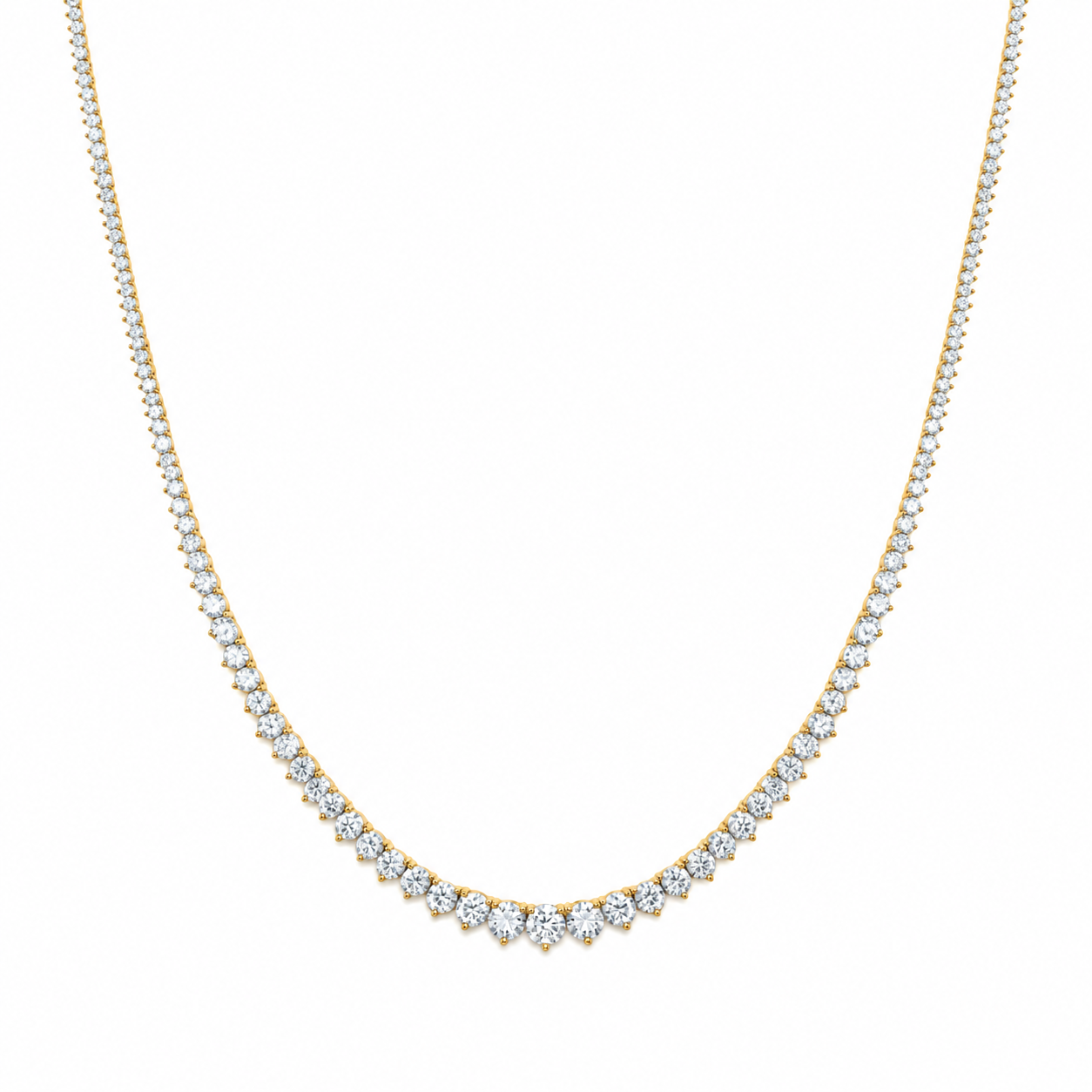 14K Yellow Gold Graduated Lab-Grown Diamond Tennis Necklace, 10.00 CTW